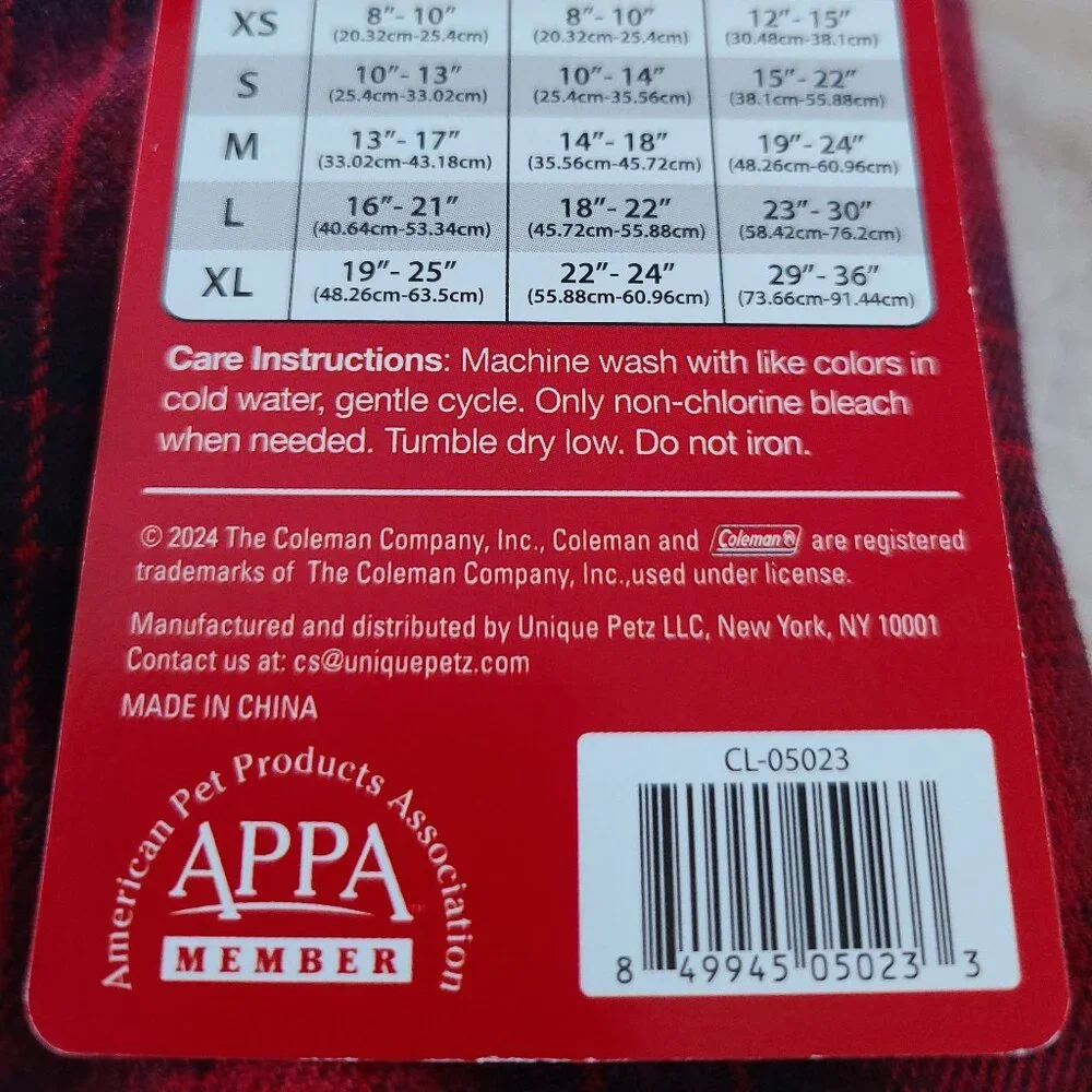 COLEMAN PET FLEECE  HOODIE- SHERPA LINED ADVENTURE WEAR (SIZE L)